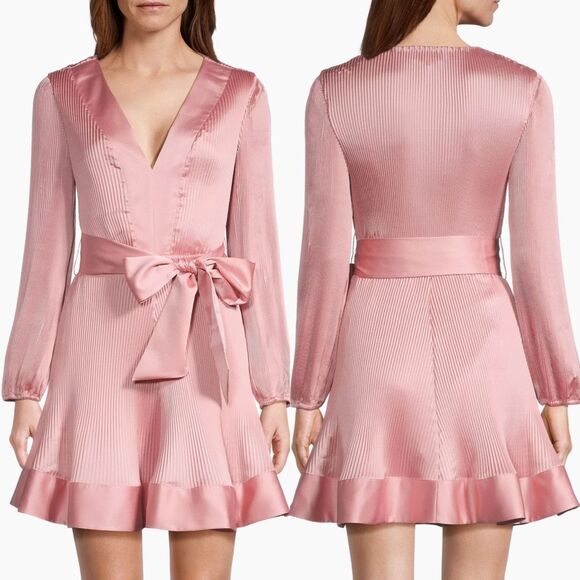 NWT Milly Liv Belted Pleated Satin Minidress Size 4 $425 - Picture 1 of 9